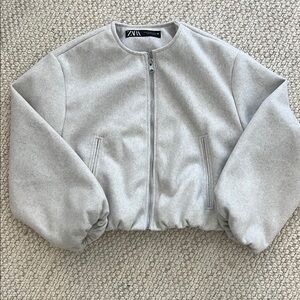 Zara Women's Gray Bomber Jacket